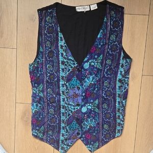 Principles Vintage Beaded Floral Vest Sz S